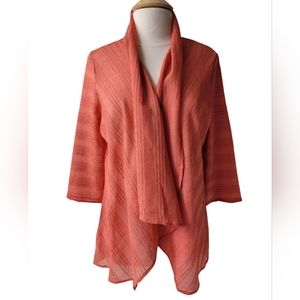 🌺 Travelers Collection by Chico's Coral Open Front, Lightweight Jacket